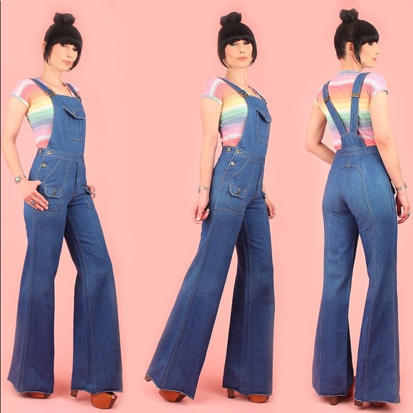 grapevines Pants - 1970’s vintage Bell Bottom Bob Overalls Dungarees
